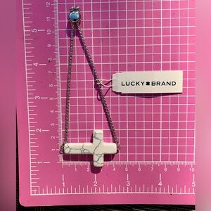 Lucky Brand White Cross silver chain bracelet adjustable